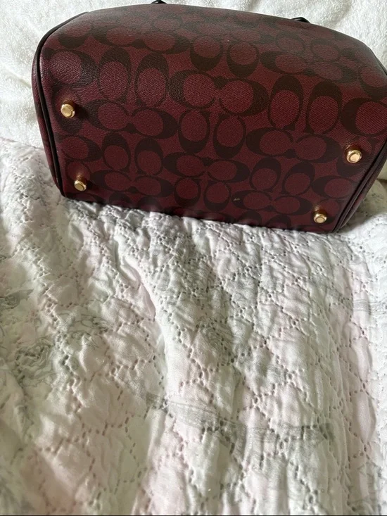 COACH Burgundy Logo Satchel with Gold Hardware - Picture 4 of 5